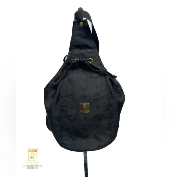 MCM | Bags | Black Mcm Monogram Drawstring Pouch Shoulder  display picture 3